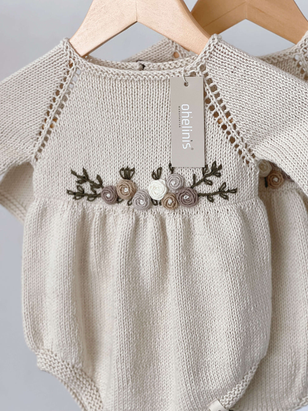 Premium long-sleeved romper with embroidery "VINTAGE BLOOM"